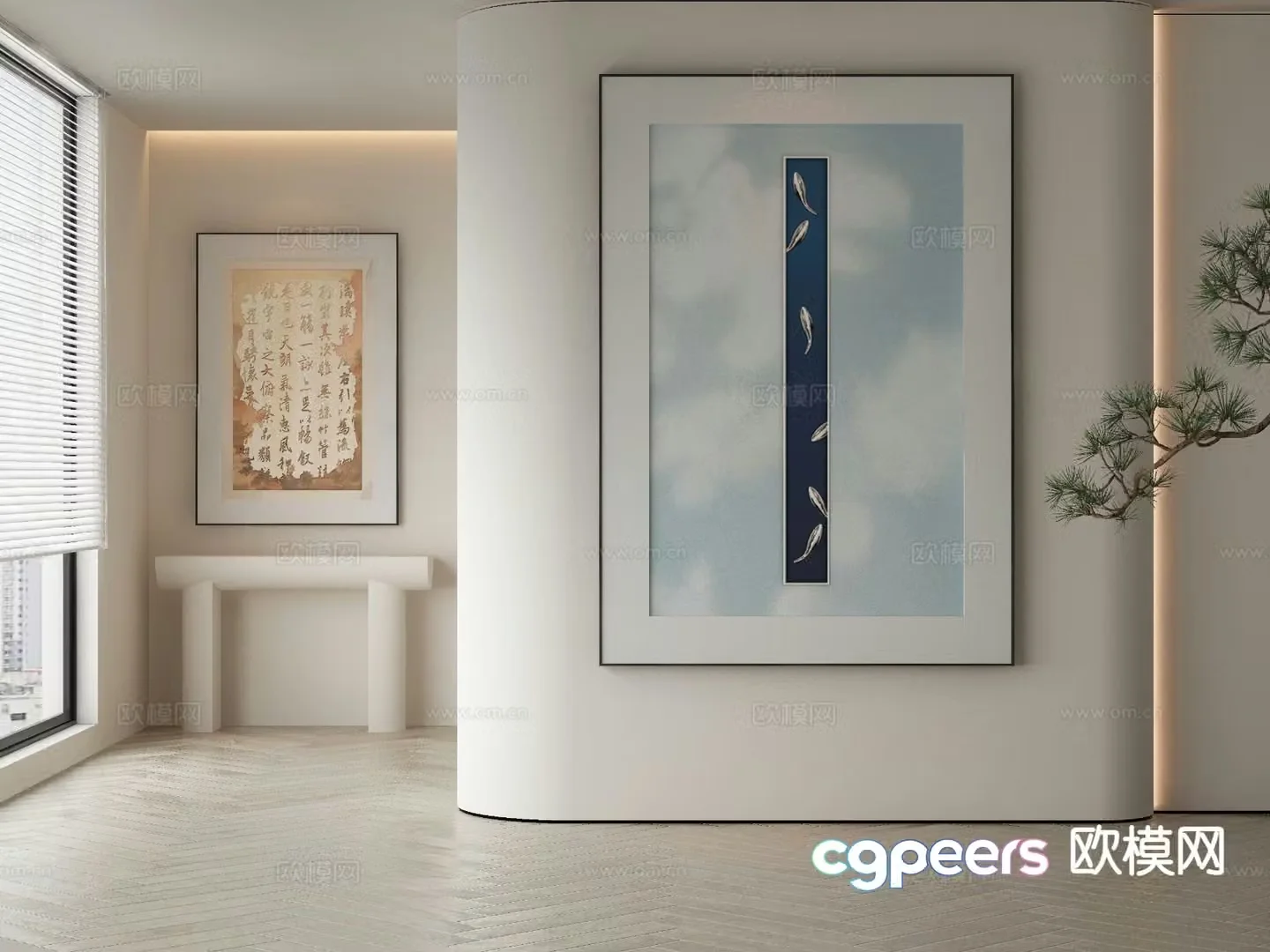 New Chinese calligraphy decorative painting 3d model