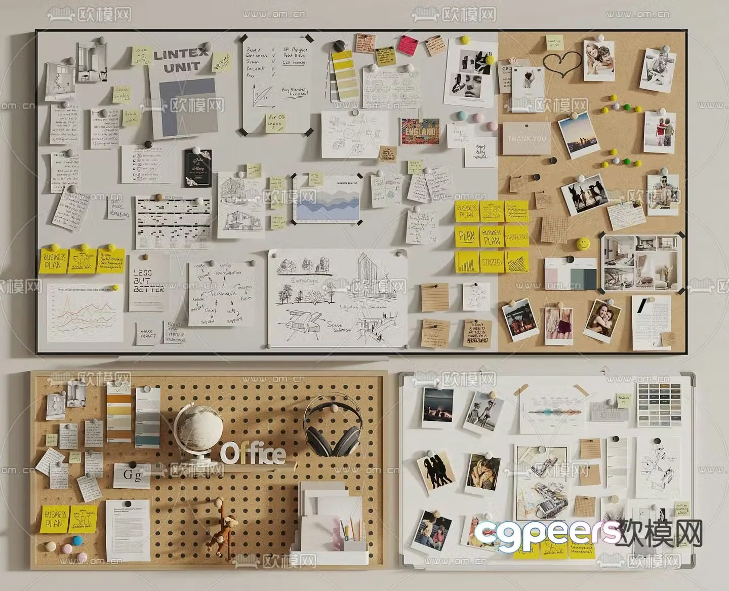 hole board white board note board 3d model