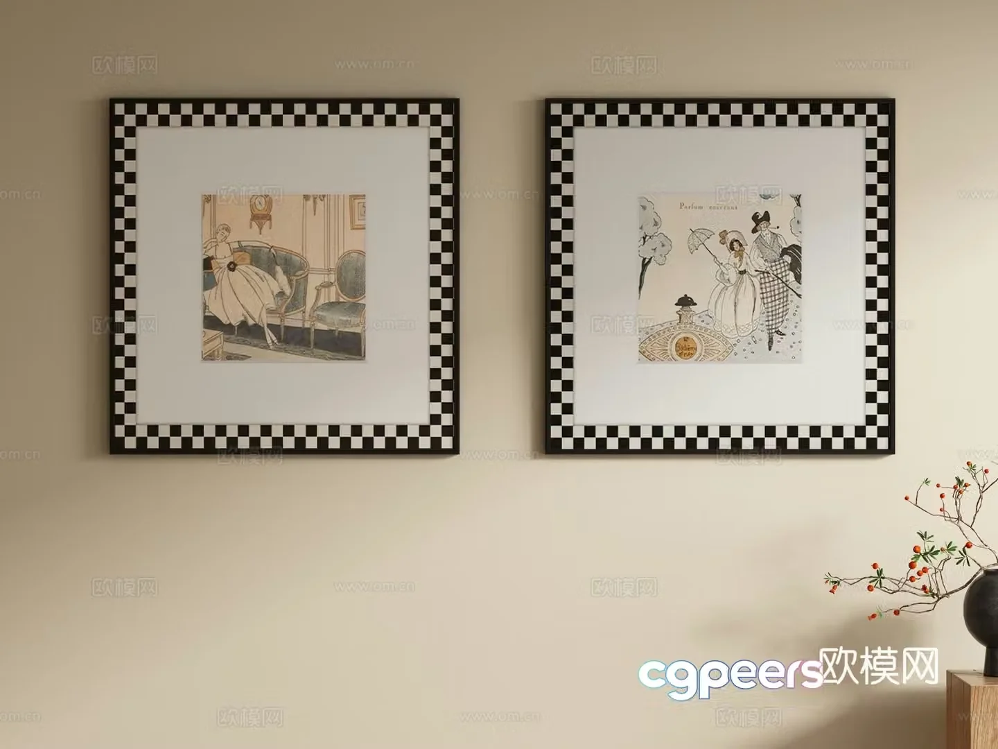 French art painting decorative painting hanging painting 3d model
