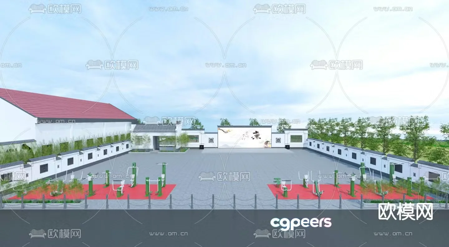Outdoor square cultural square sports equipment 3d model