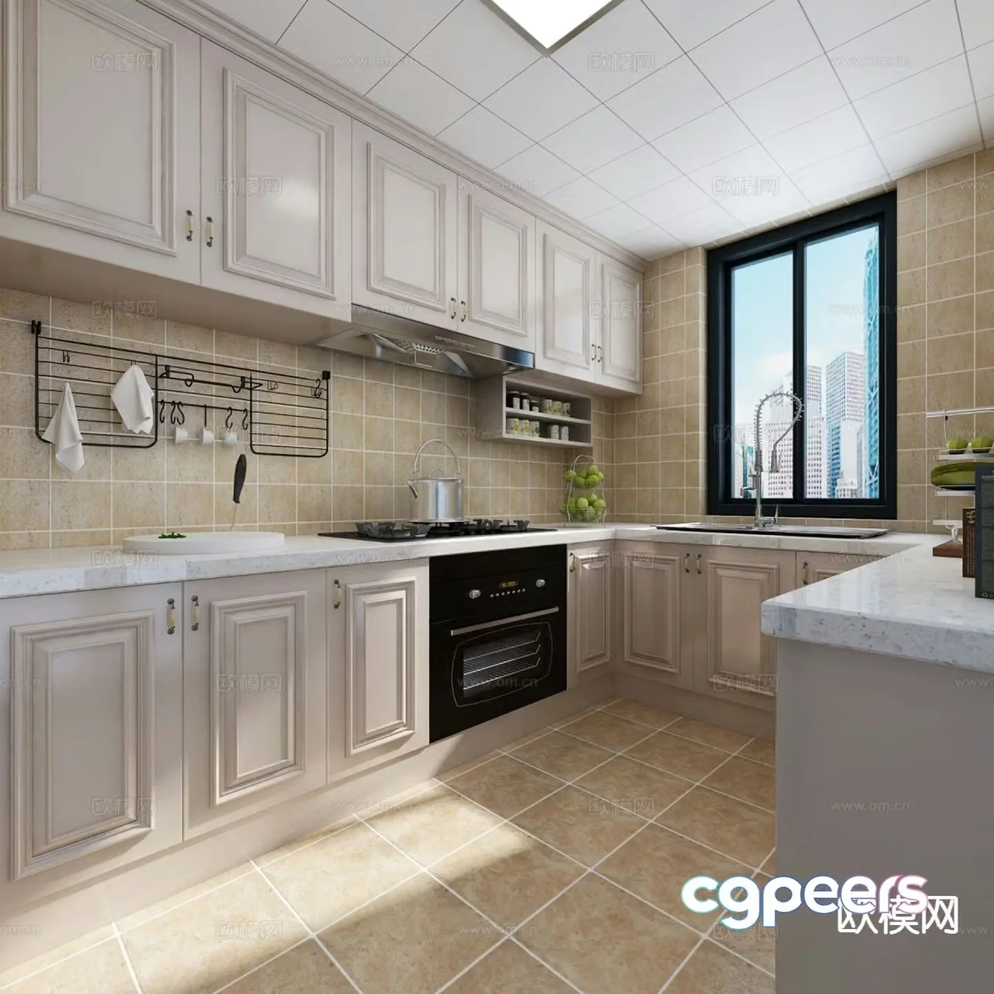 modern kitchen cabinet 3d model