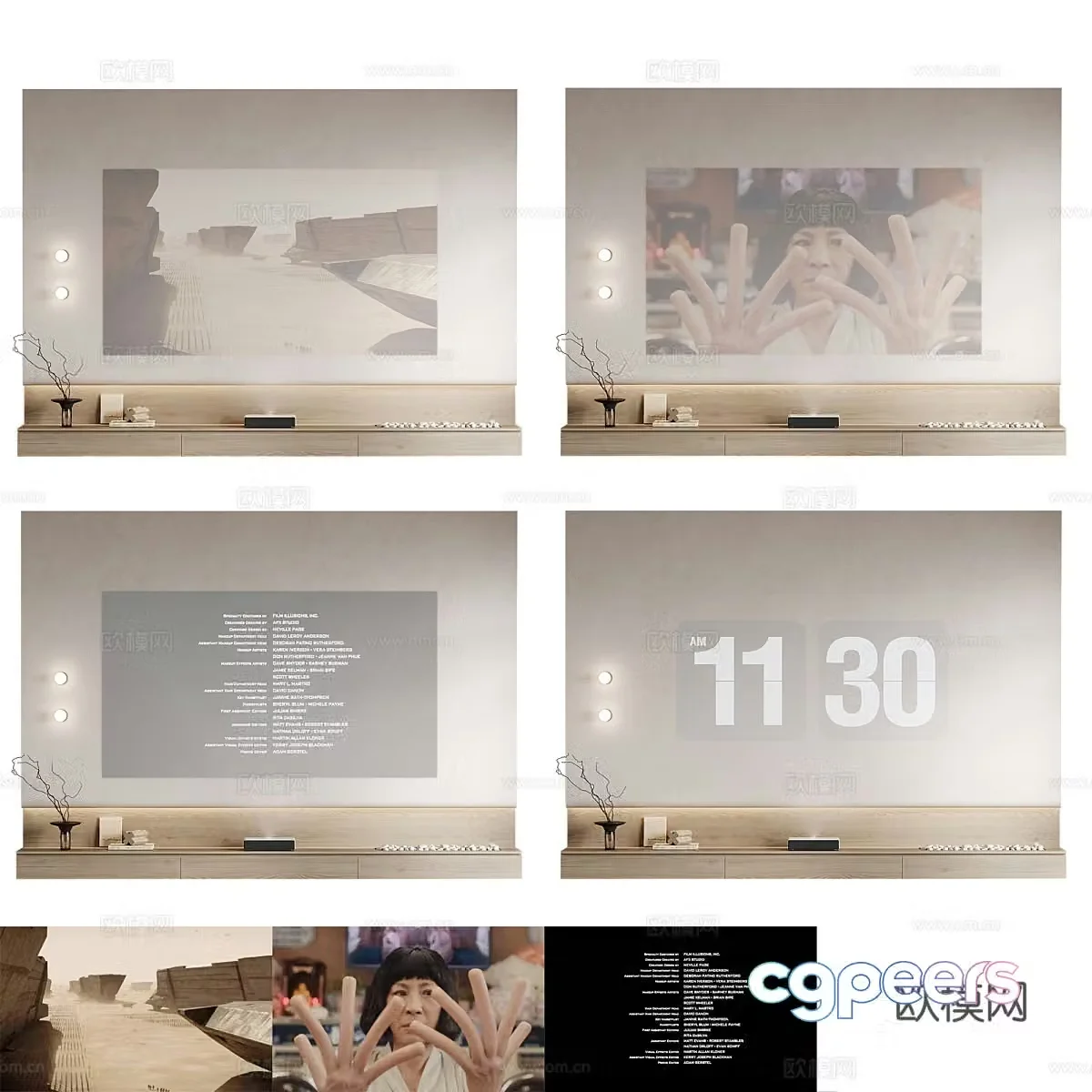 Modern TV background wall 3d model
