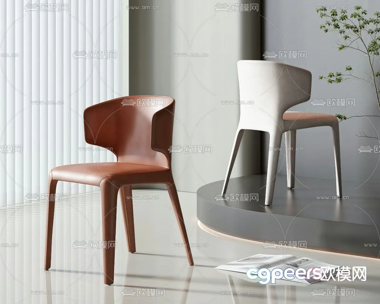 Simple single chair dining chair 3d model