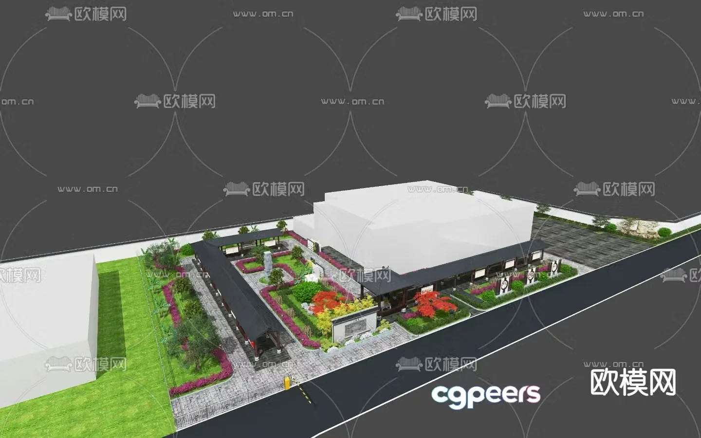 New Chinese style park landscape outdoor landscape 3d model
