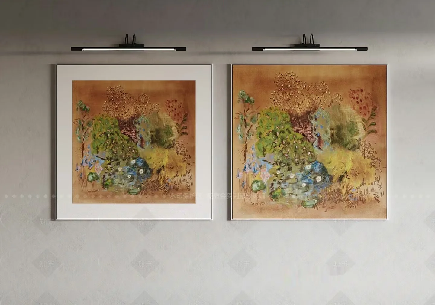 Two Framed Paintings Of A Floral Design 3D Model – 15833 – CORONA Render