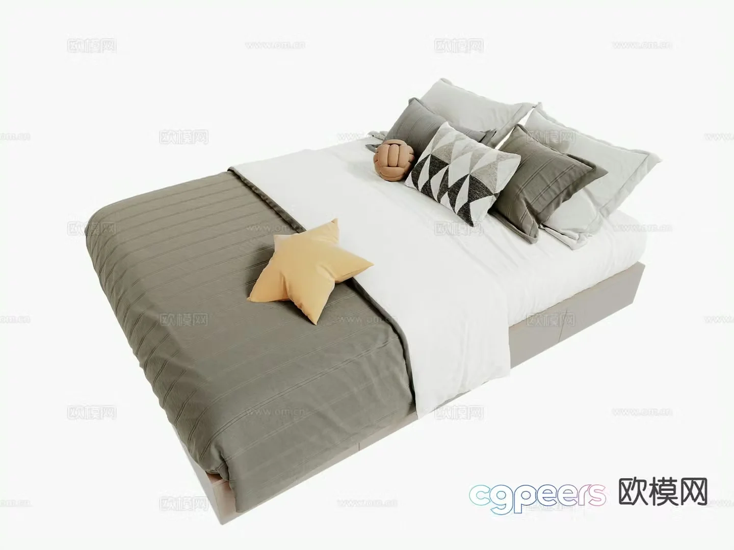 Modern tatami bed double bed 3d model