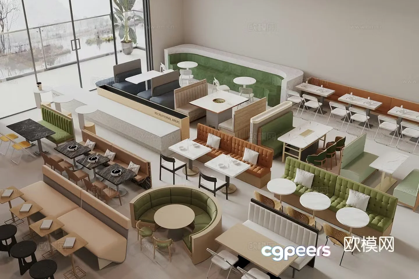 Modern card holder sofa Restaurant card holder leather sofa Double sofa Bar card holder sofa 3D model