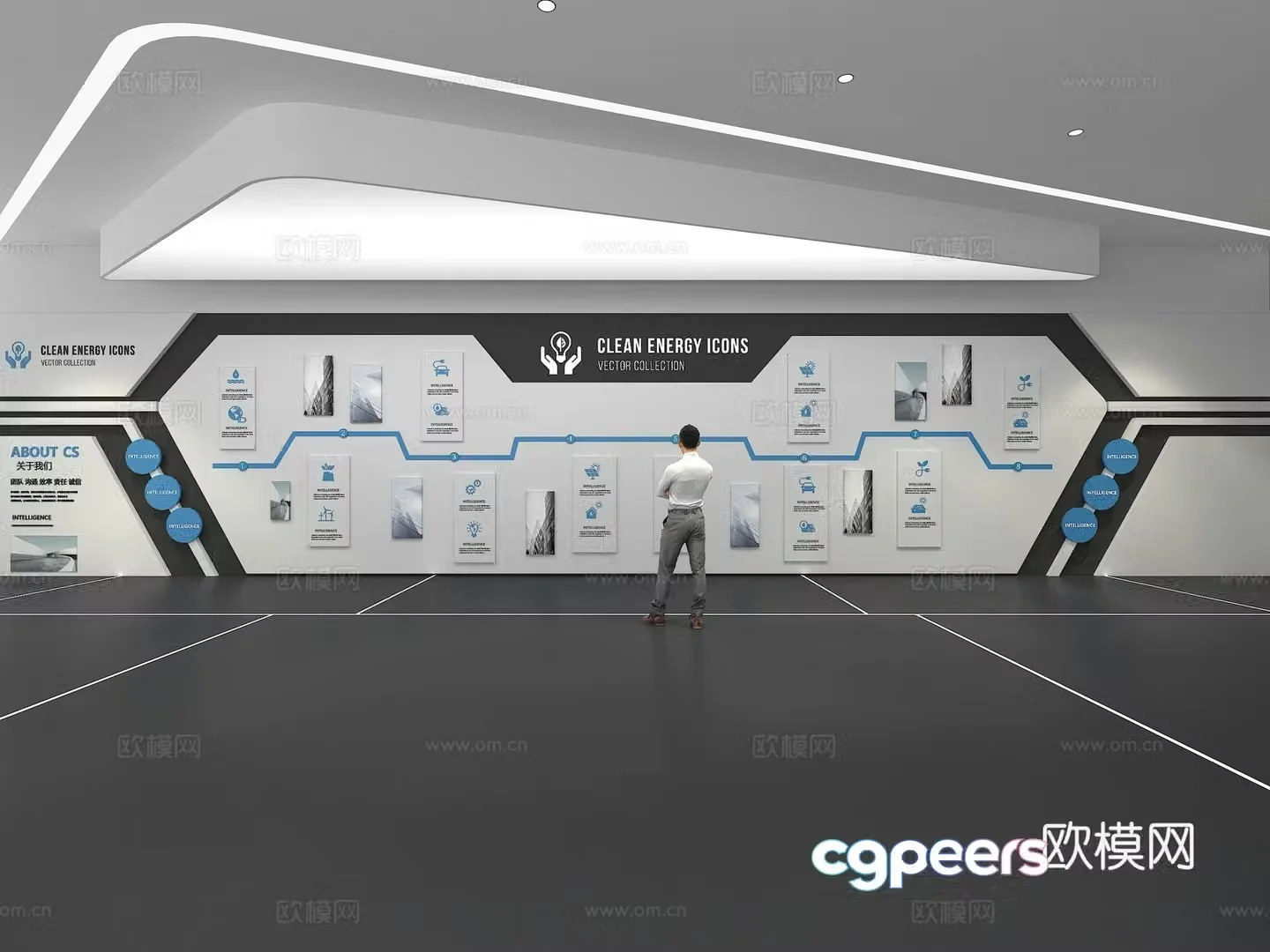 Cultural wall Corporate culture wall Display wall Theme wall Exhibition hall Campus culture Corridor 3D model