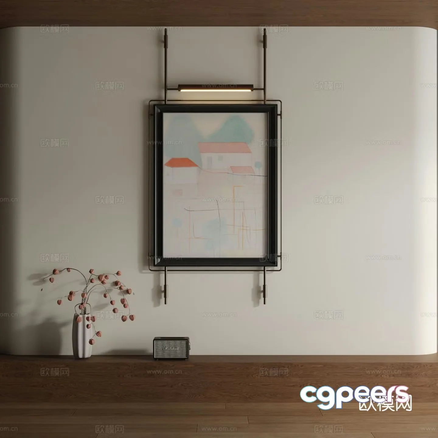 Modern watercolor decorative painting 3d model