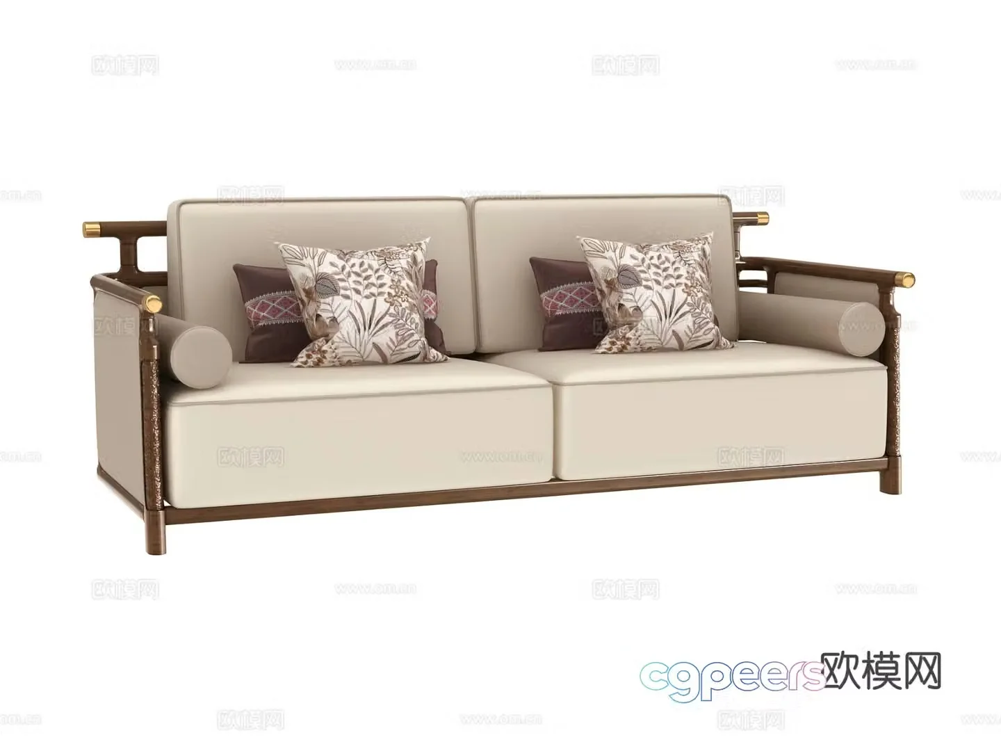 New Chinese style double sofa 3d model