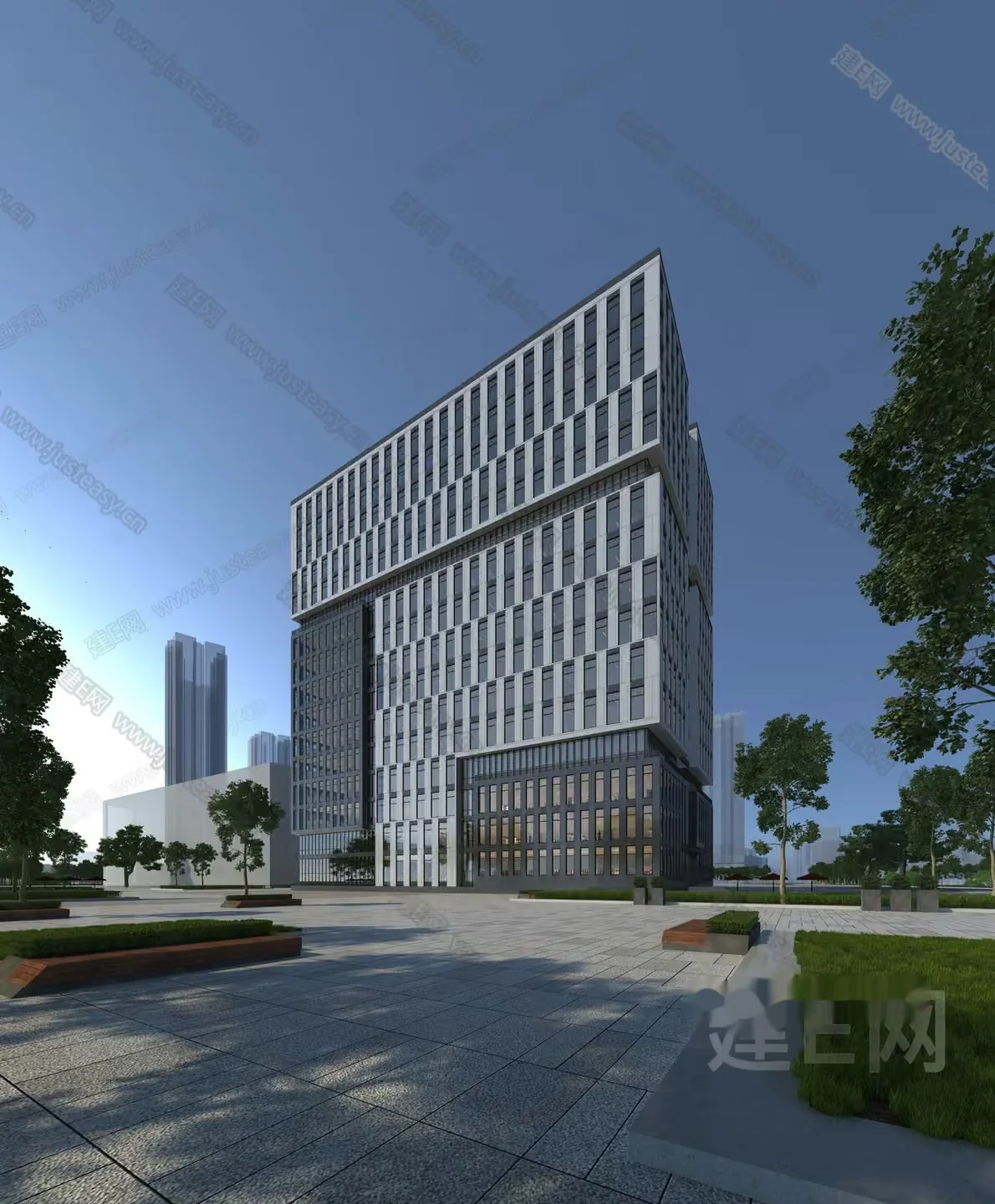 Modern High-Rise Building 3D Model – 14029 – VRAY Render