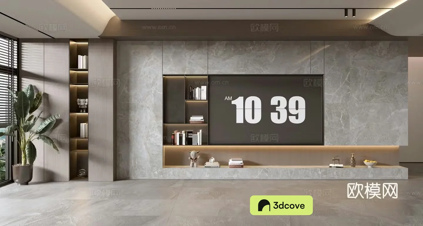 Light luxury TV background wall full wall TV cabinet