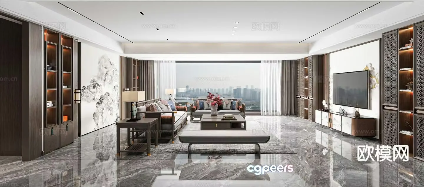 New Chinese style living room 3d model