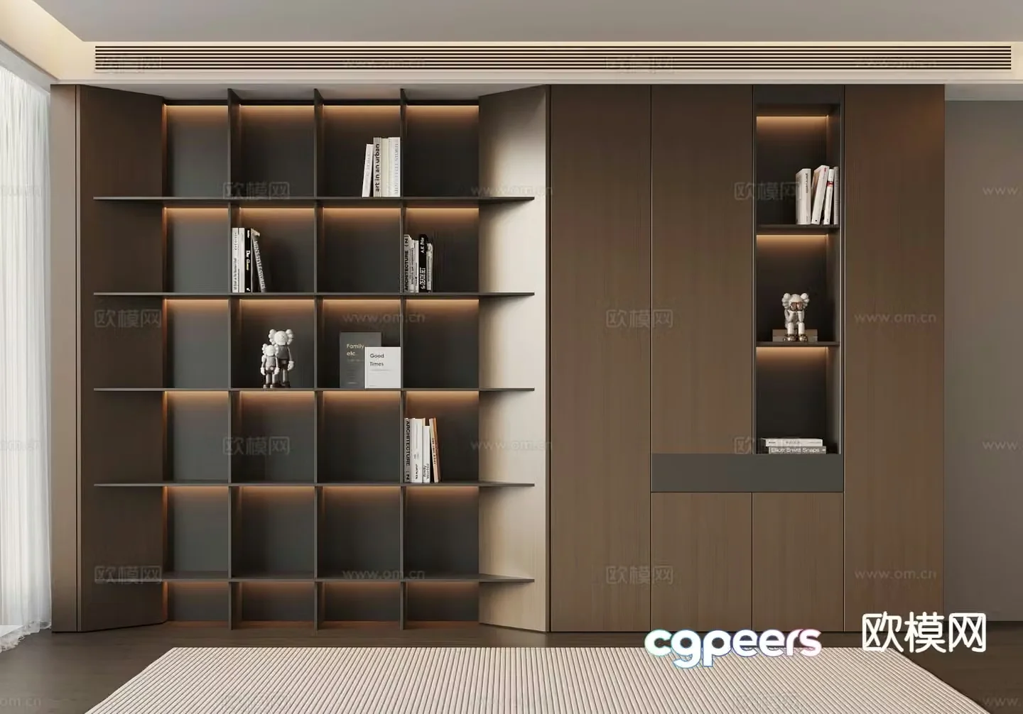 Italian bookcase display cabinet 3d model