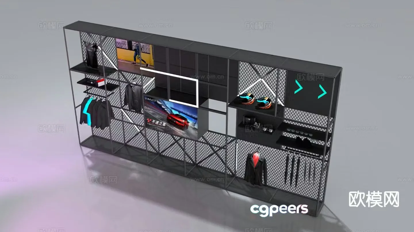 Racing clothing display cabinet clothing display rack 3d model