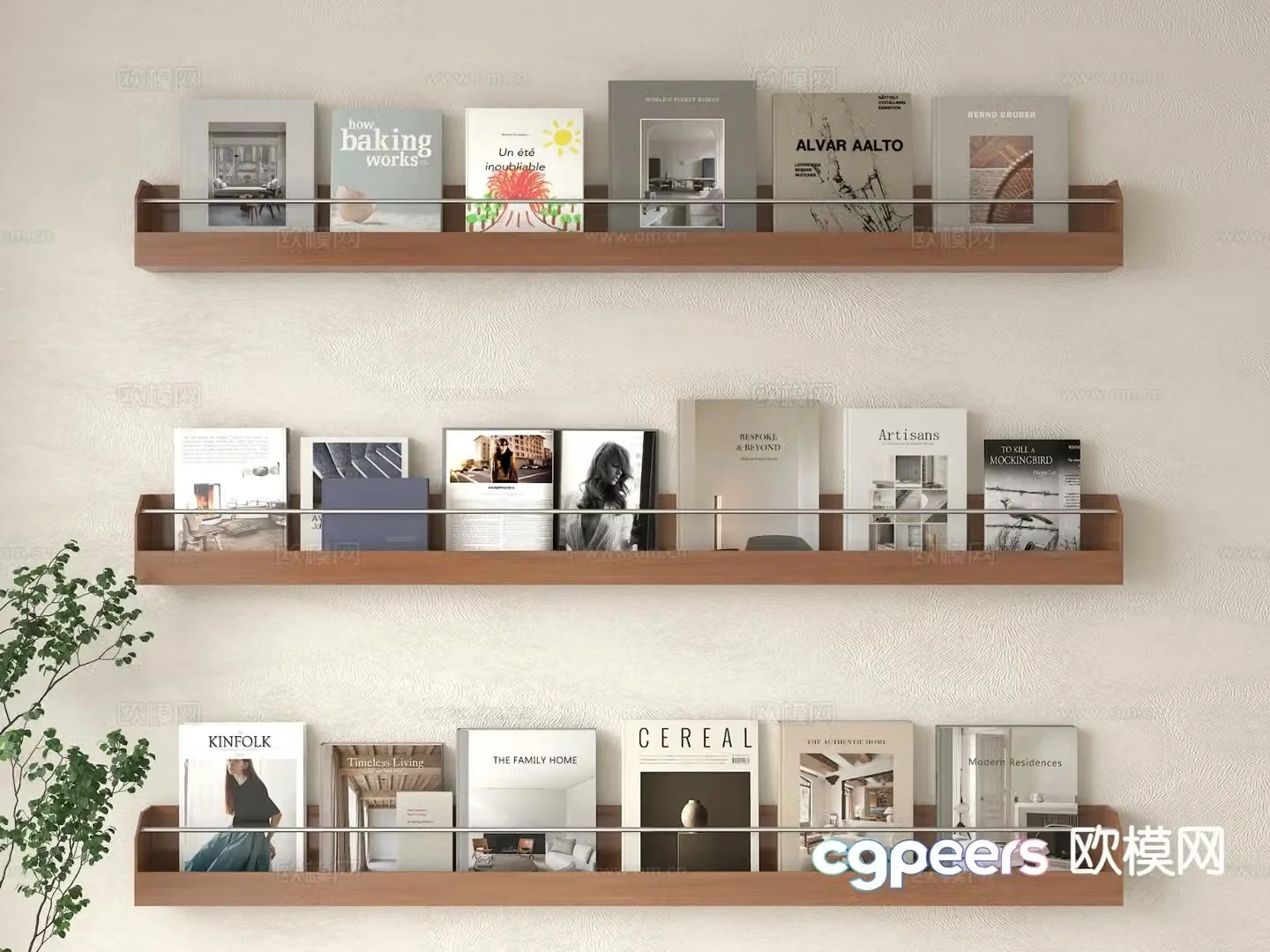 Modern books books magazines newspapers wall cabinet bookshelf 3d model