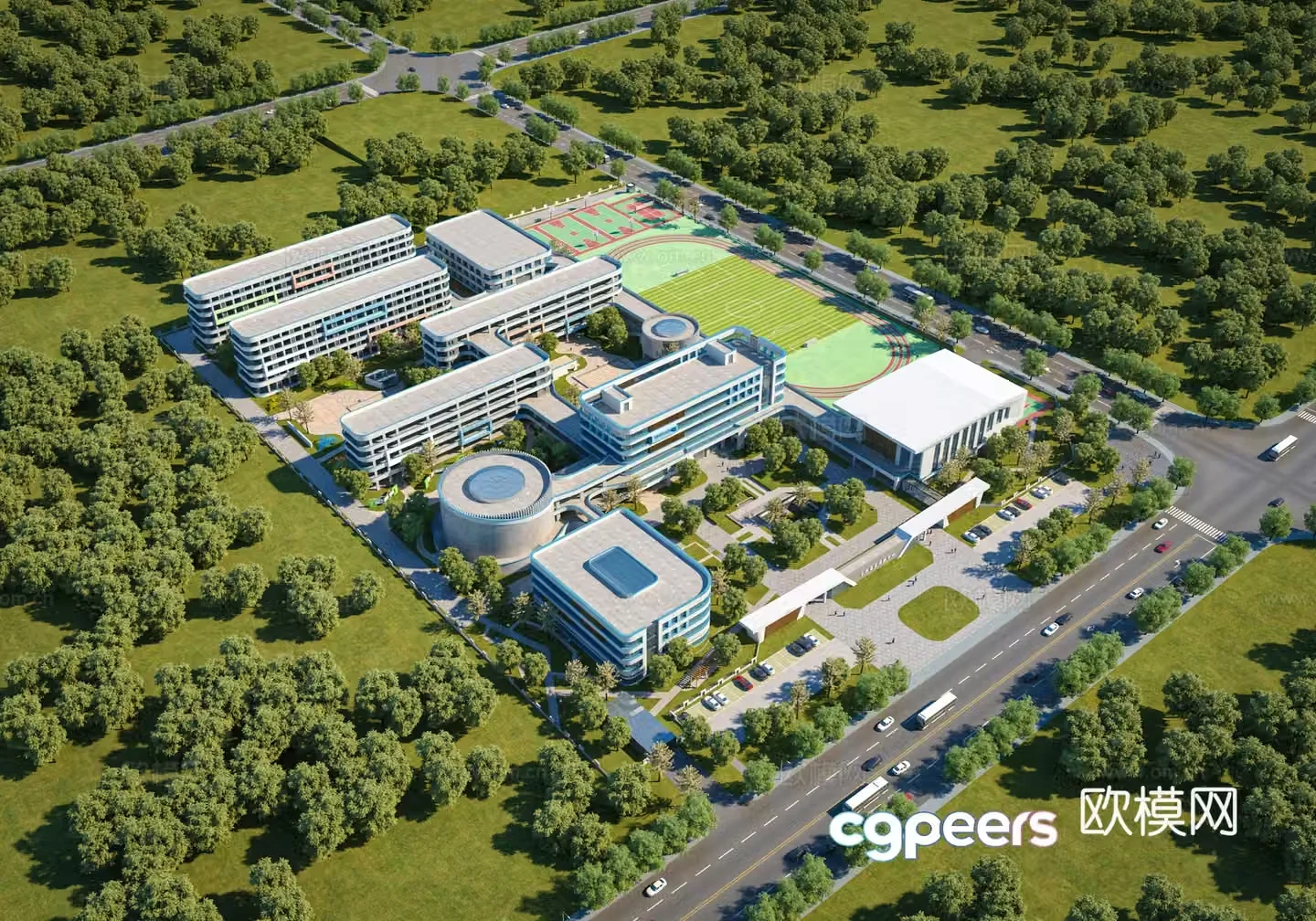 Modern school Middle school Primary school 3d model