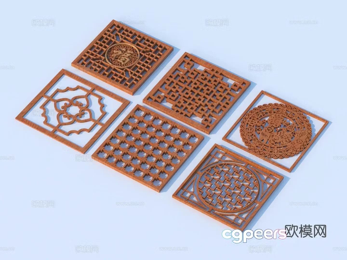 Carving window Grating window Hollow window Relief Wood carving 3D model