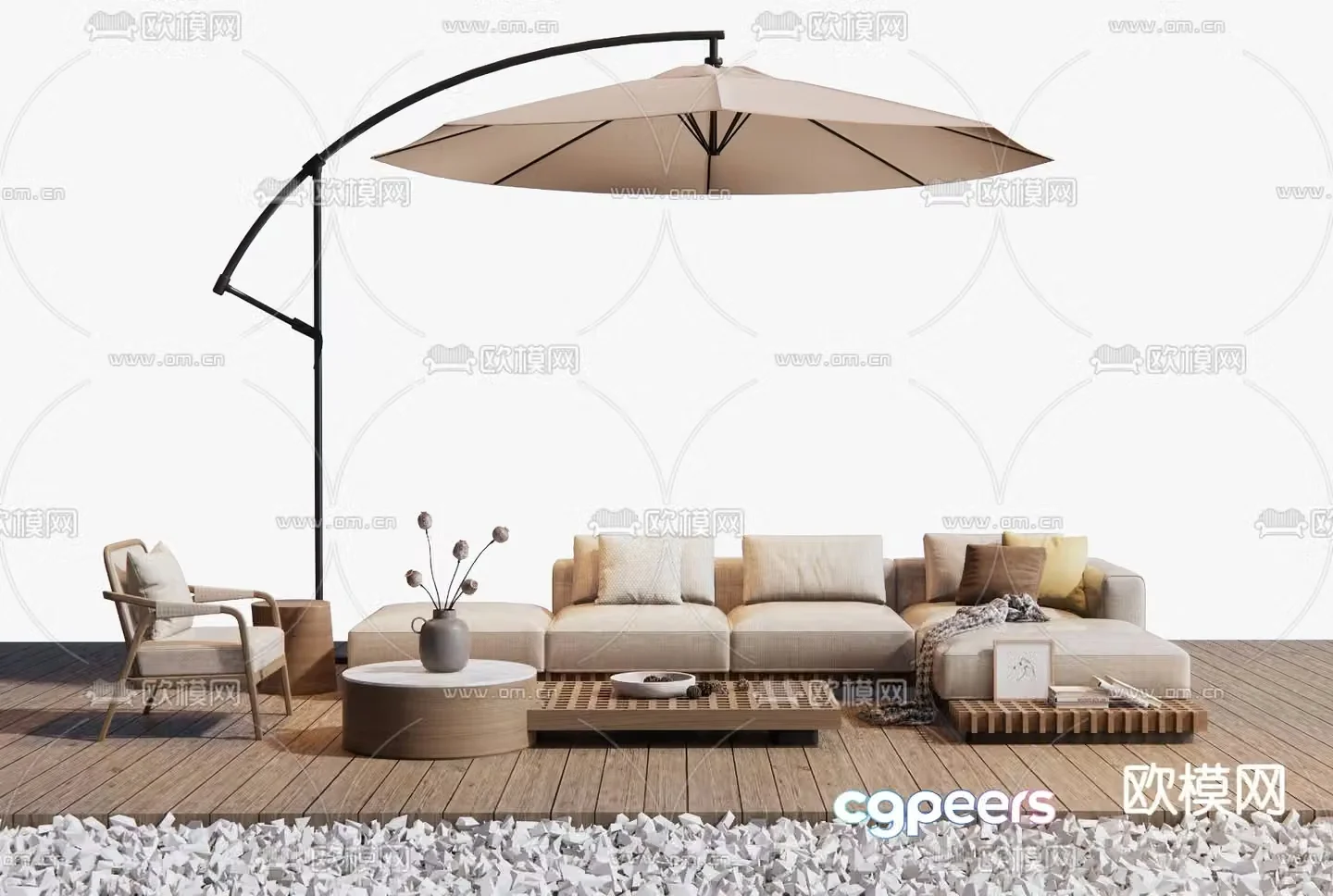 Outdoor sofa modular sofa 3d model