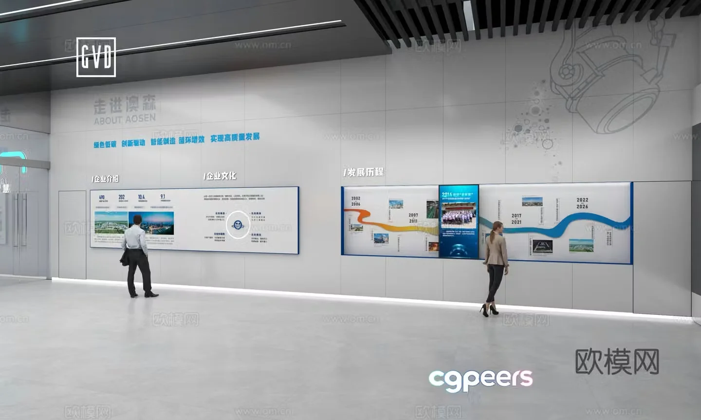 Modern exhibition hall graphic and text graphic and text exhibition board design Exhibition hall cultural wall Development history timeline Enterprise 3D model
