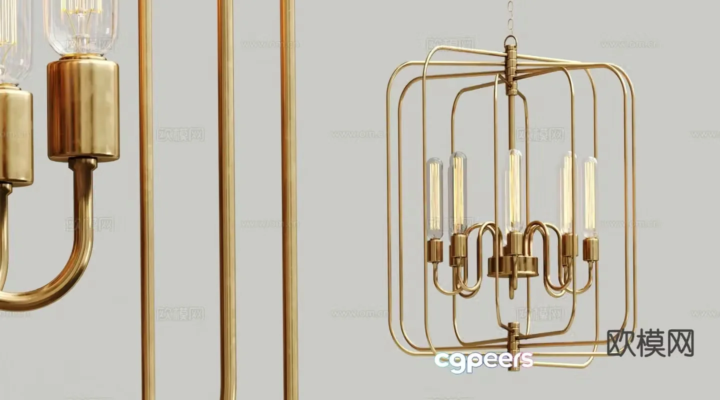 Modern metal chandelier multi-head chandelier 3d model