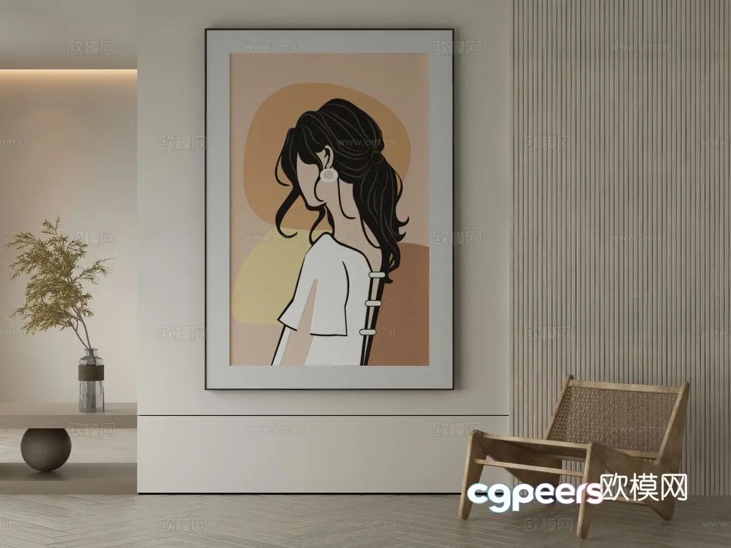 Modern Wasabi Hanging Painting Oil Painting 3D Model