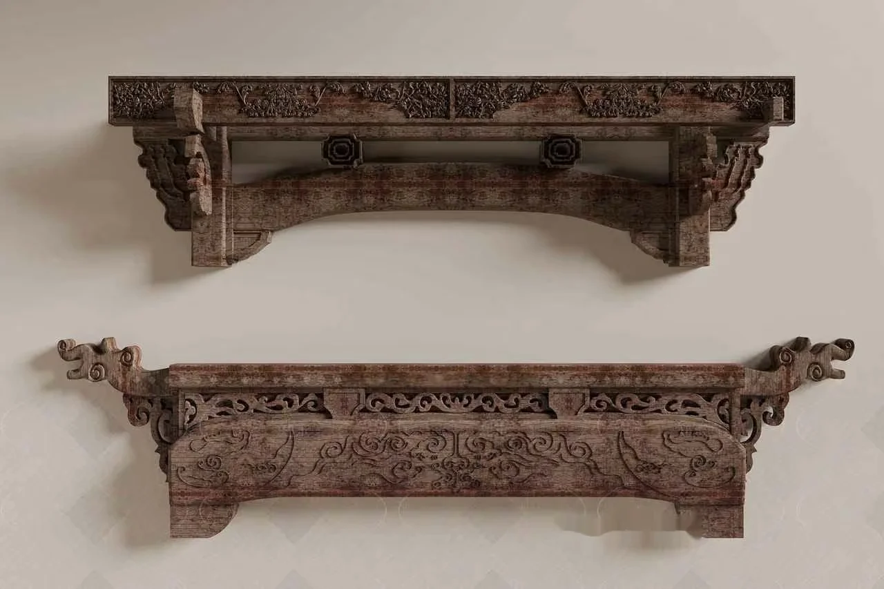Wooden Ornate Shelves 3D Model – 13151 – CORONA Render