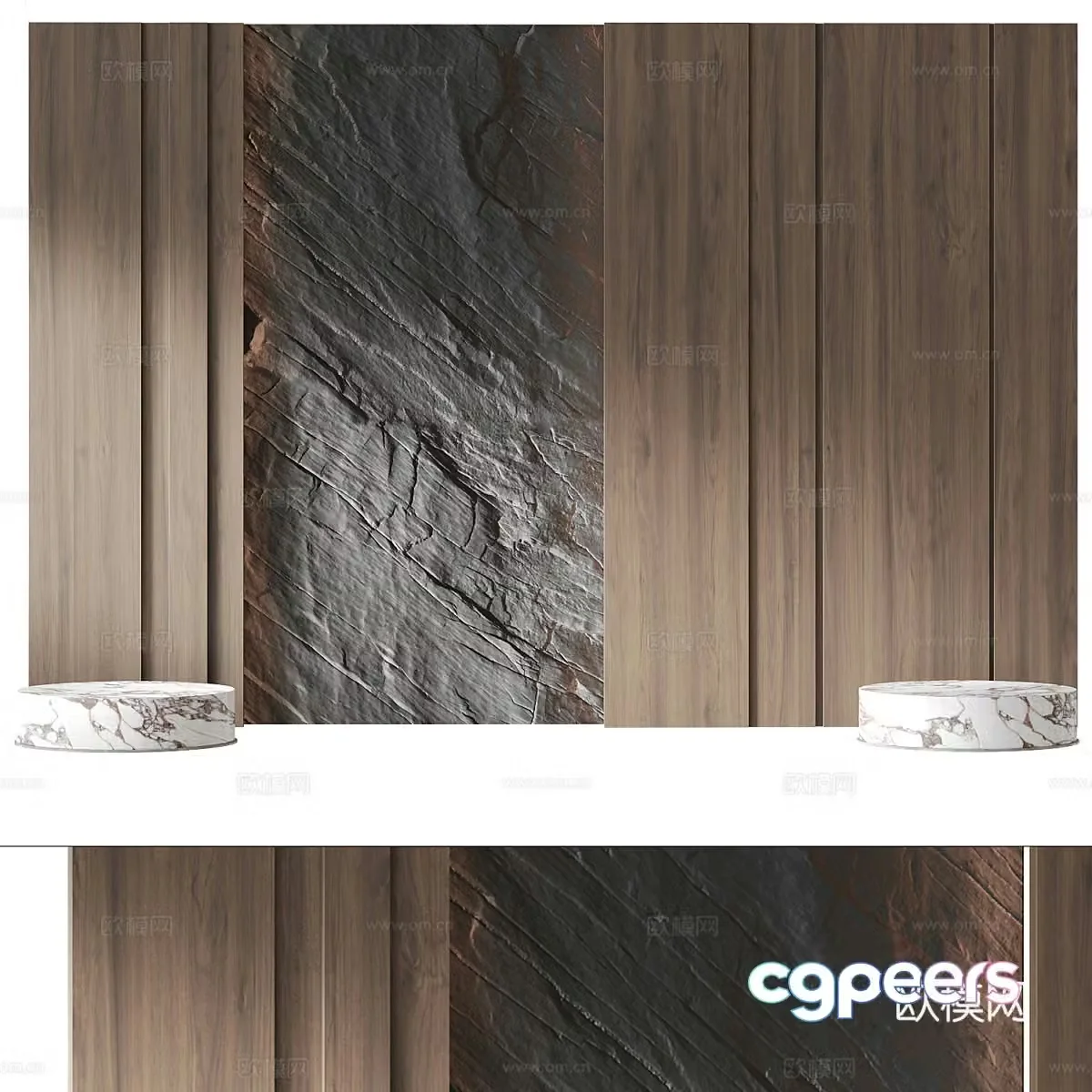 Modern Italian minimalist bedside background wall 3d model