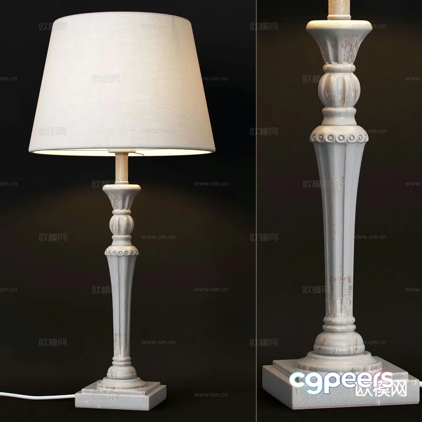 French table lamp 3d model