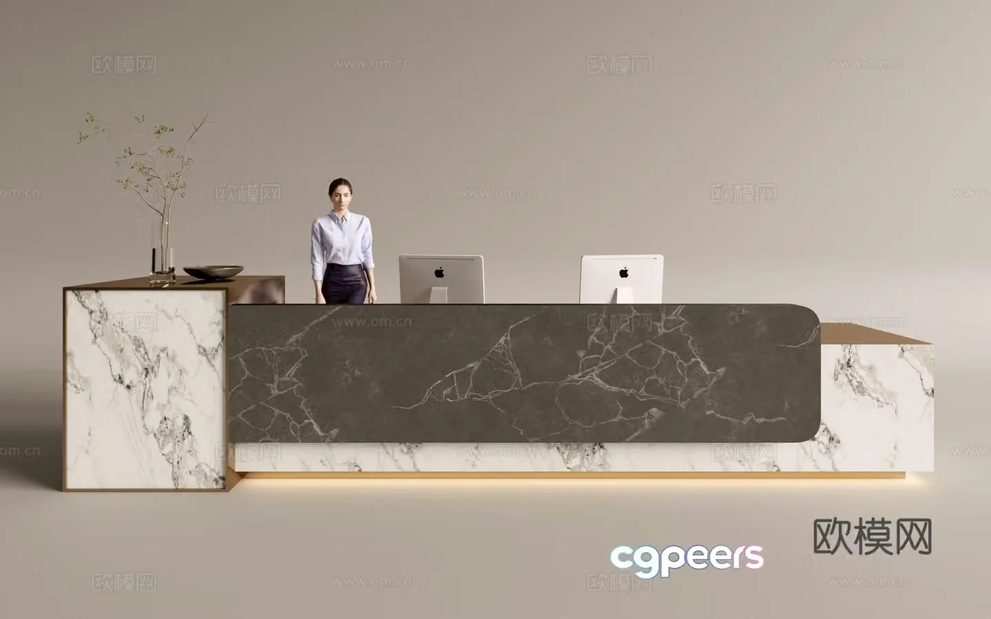 Modern company front desk reception area bar reception desk service desk 3d model