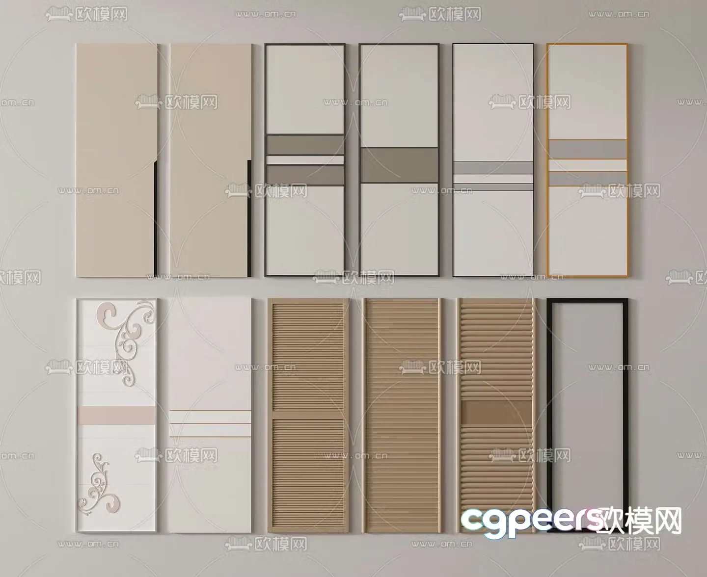 Modern wardrobe sliding door wardrobe case door 3d model