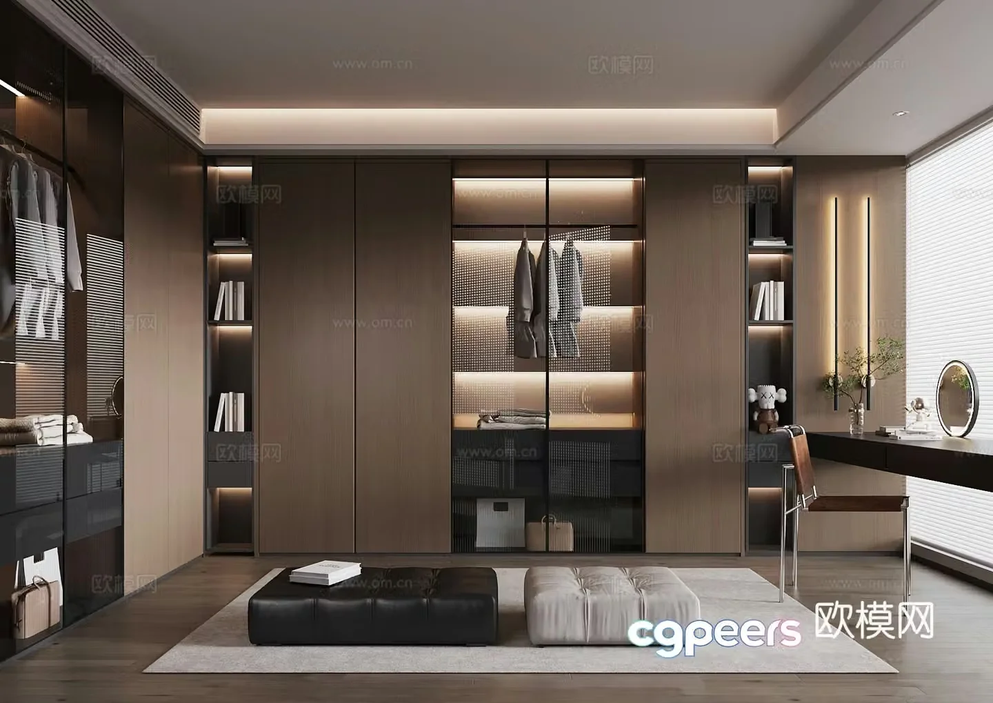 Cloakroom Modern Italian Cloakroom Wardrobe Dressing table 3D Model