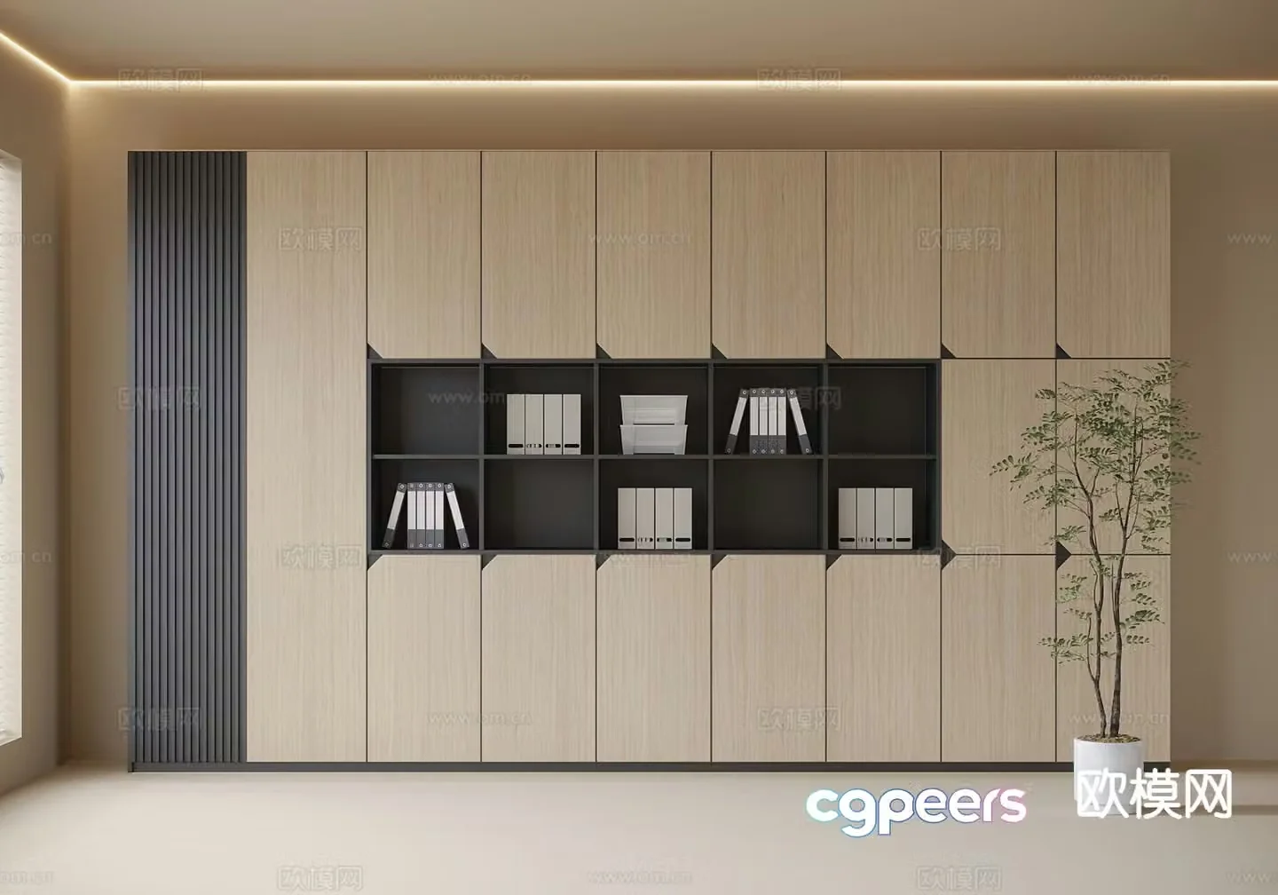 Modern office file cabinet locker bookcase 3d model
