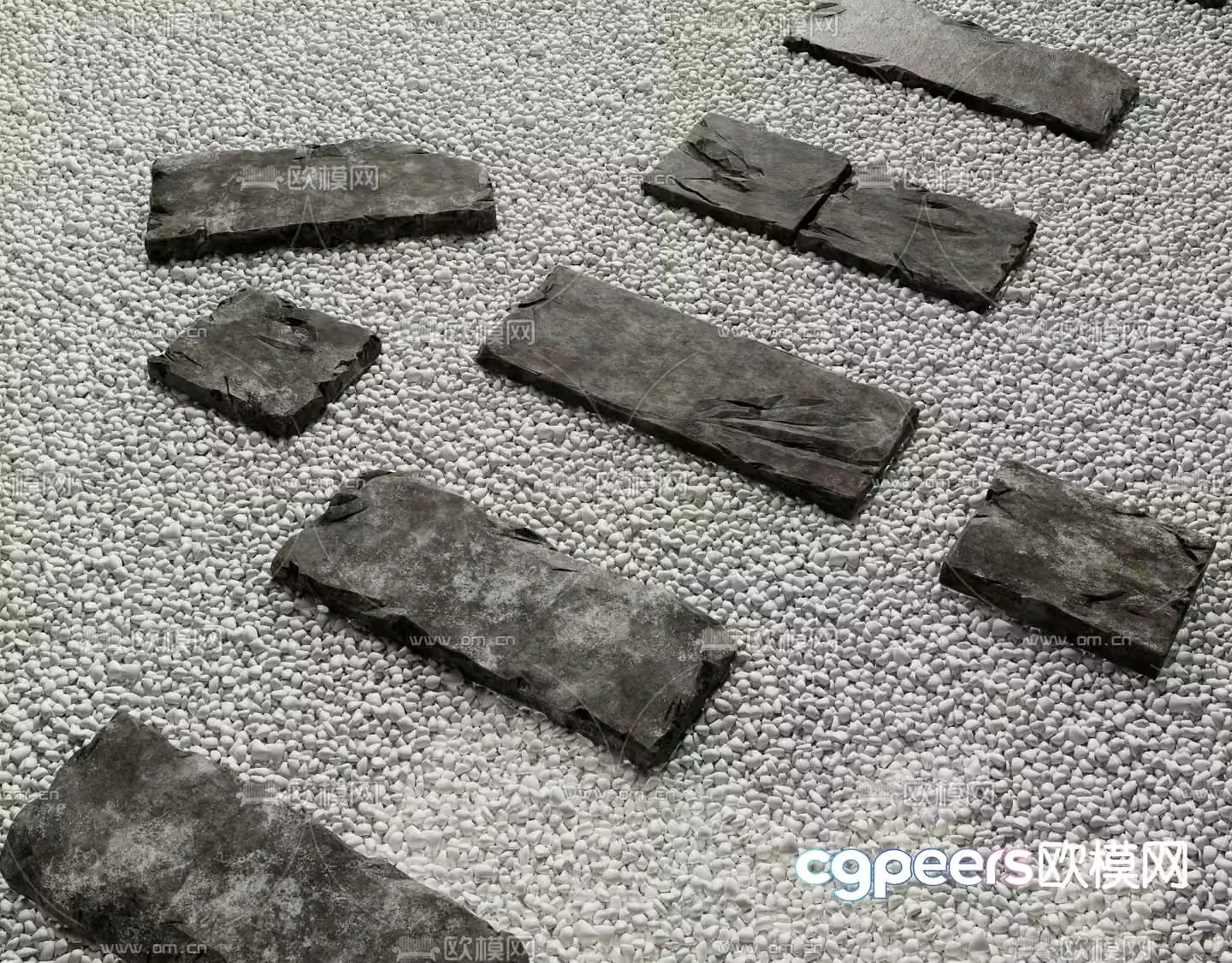 Landscape steps bluestone slab goose soft stone 3D model