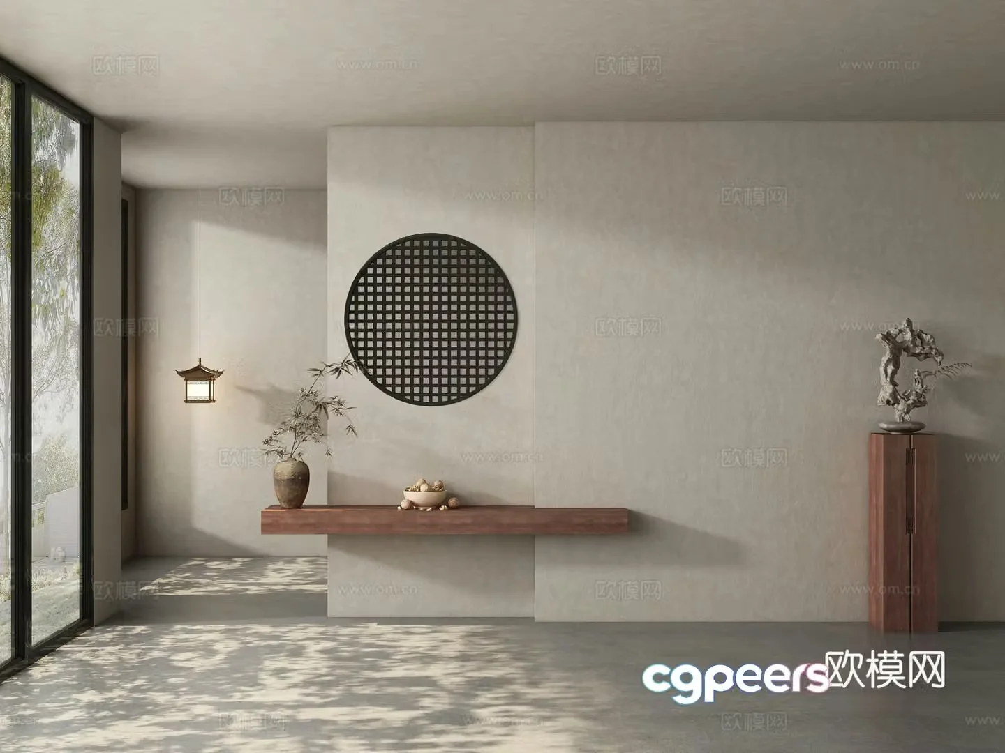 Modern tea room background wall 3d model