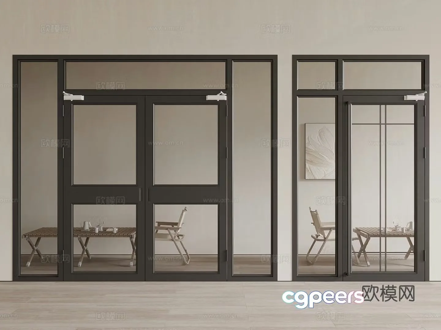 Modern Shop Shop KFC Door Glass Door Glass Double Open Glass Single Open 3D Model