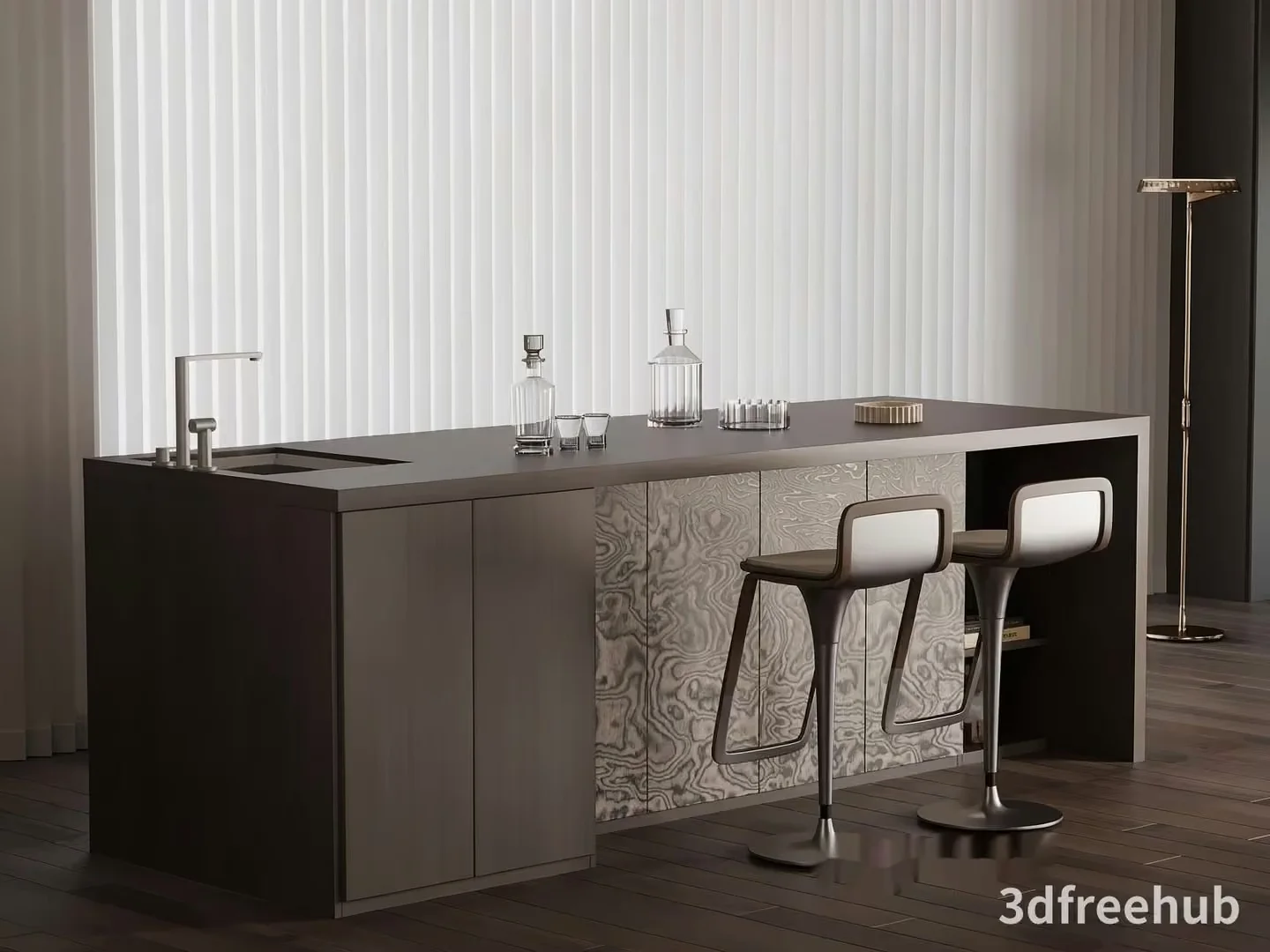Modern Kitchen Island 3D Model – 19943 – VRAY Render