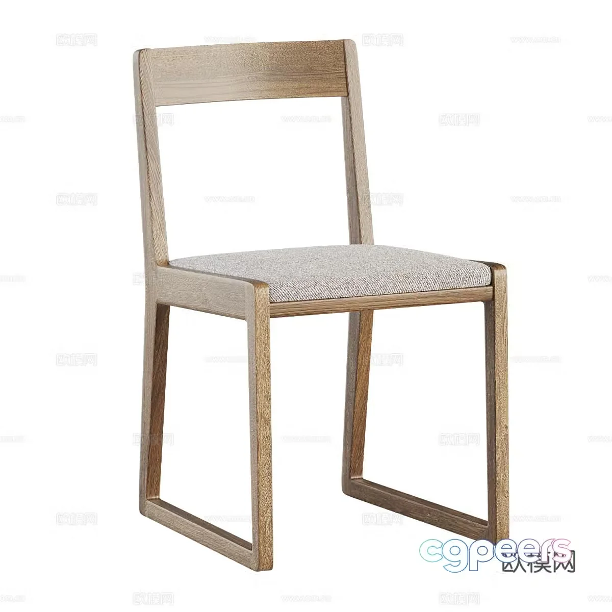 New Chinese style log single chair 3D model