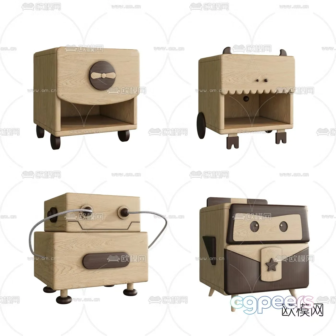 Nordic cartoon children’s cabinet 3d model