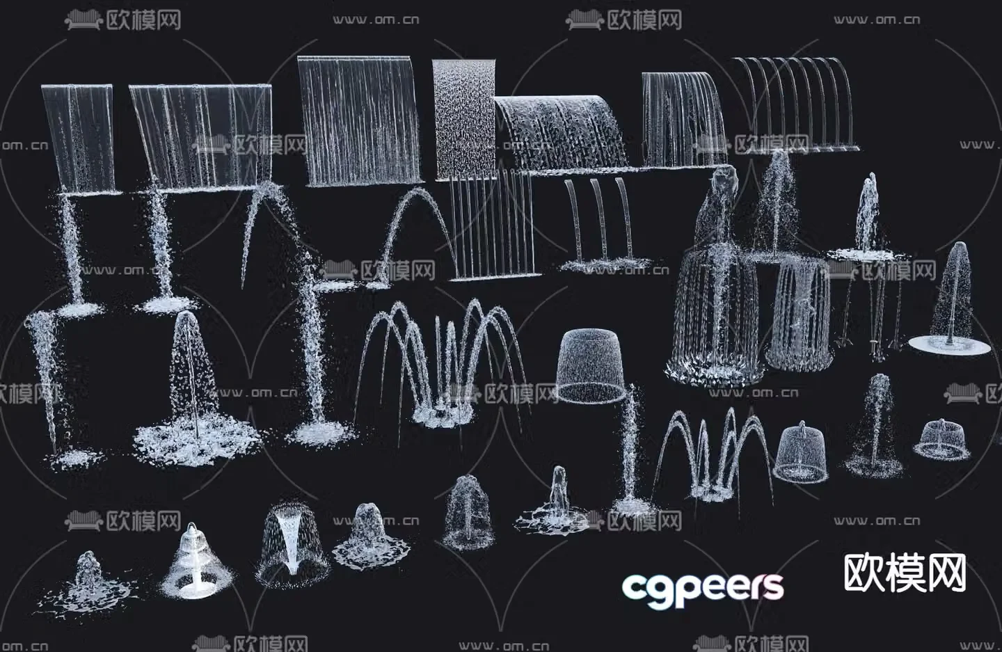 Fountain flowing water spring waterscape water flower 3d model