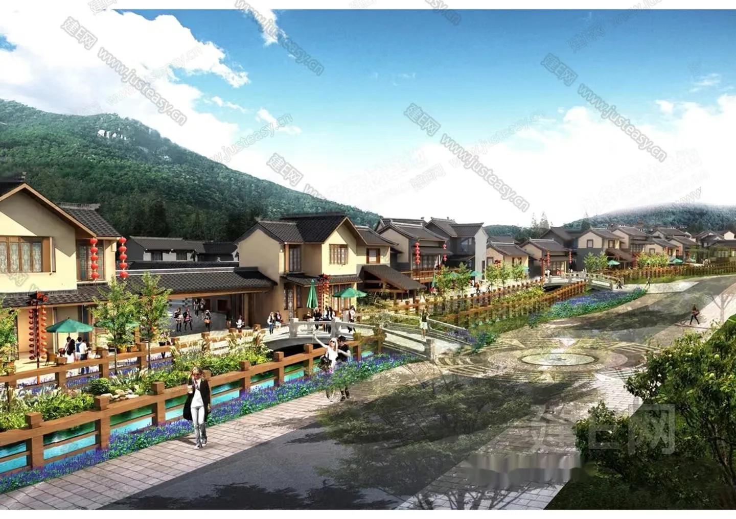 The Single Main Subject Is A Neighborhood With A Variety Of Houses 3D Model – 1889 – VRAY Render