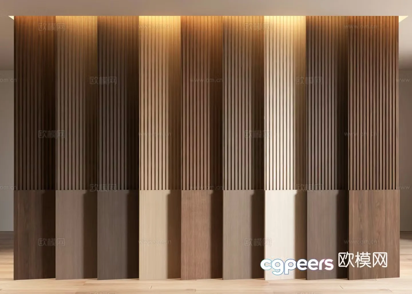 Wooden grille Great Wall Panel Wall Panel 3D Model