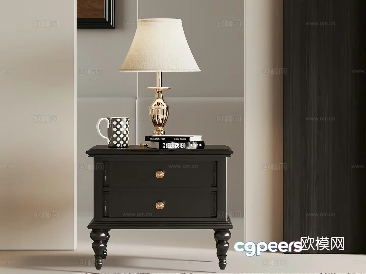 023 Bedside Table French Bedside Table 3D Model
