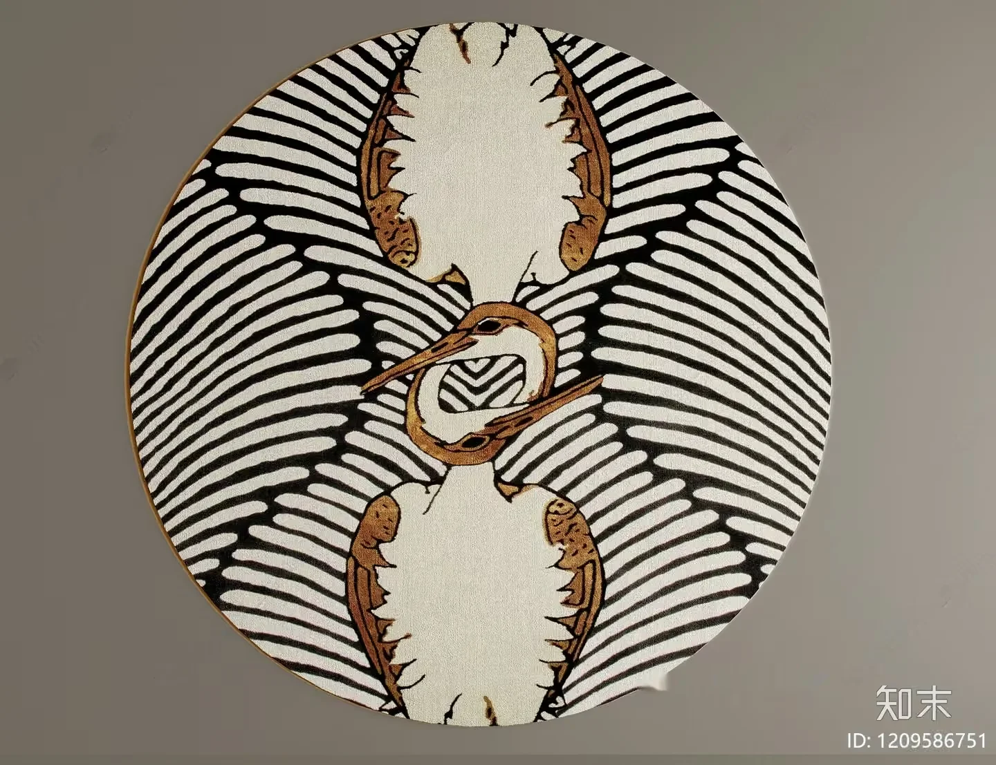 The Image Features A Circular Object With A Bird Design 3D Model – 16697 – VRAY Render