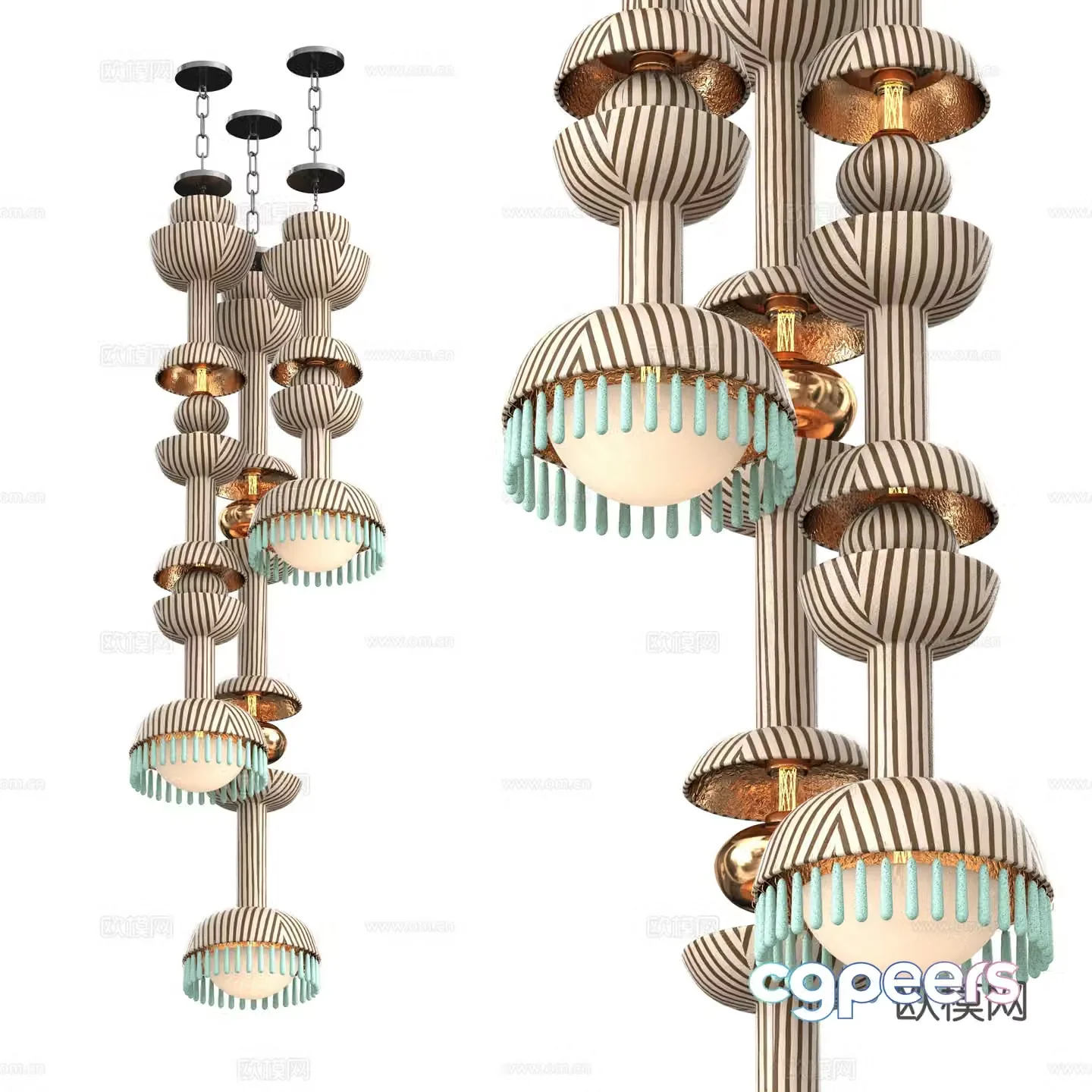 Middle-aged decorative chandelier 3d model