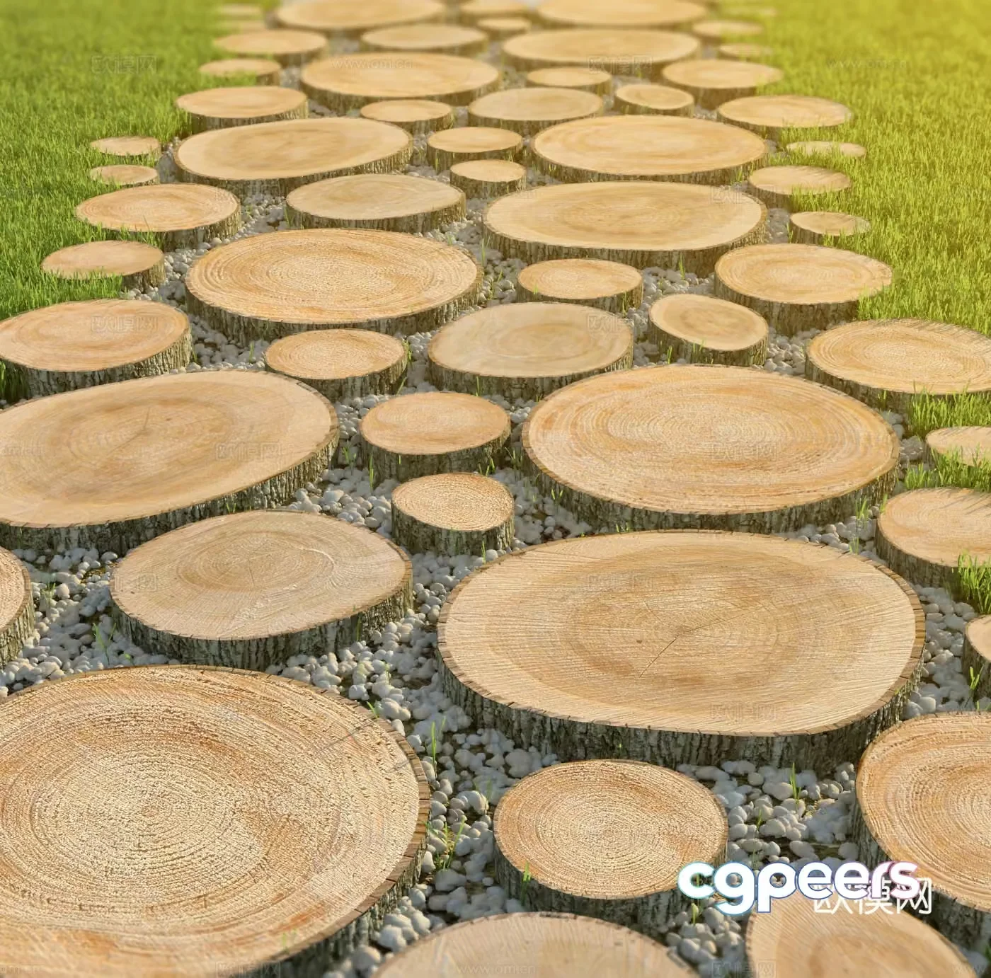 Modern road road wooden pile road 3d model