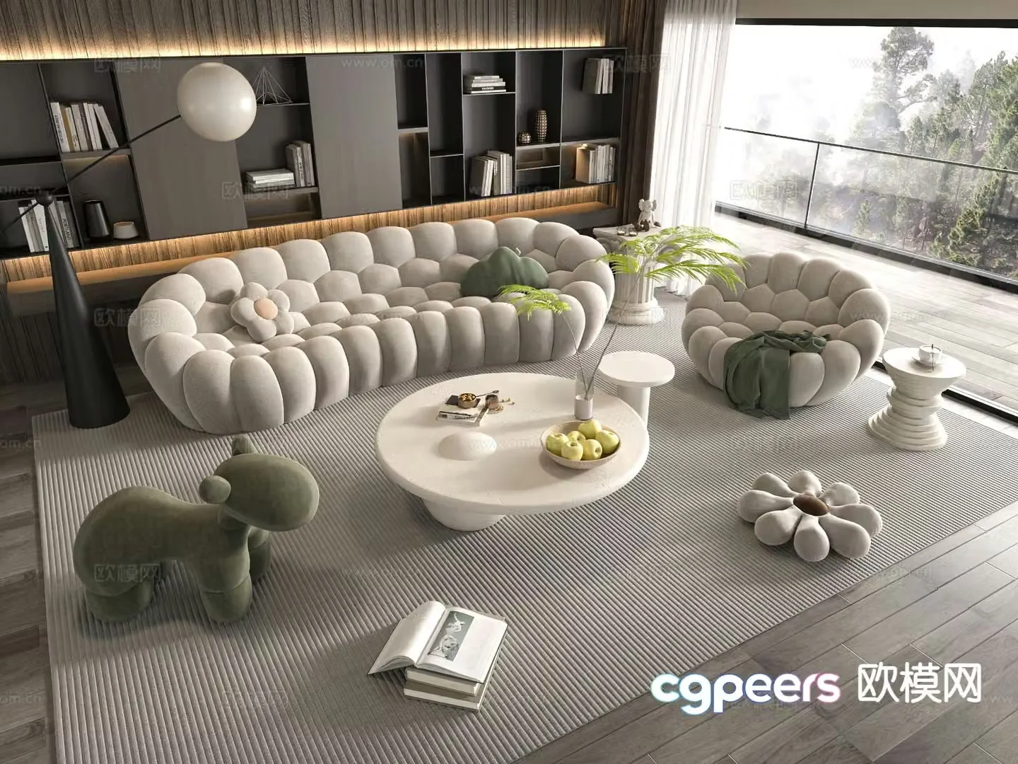 French sofa set 3d model