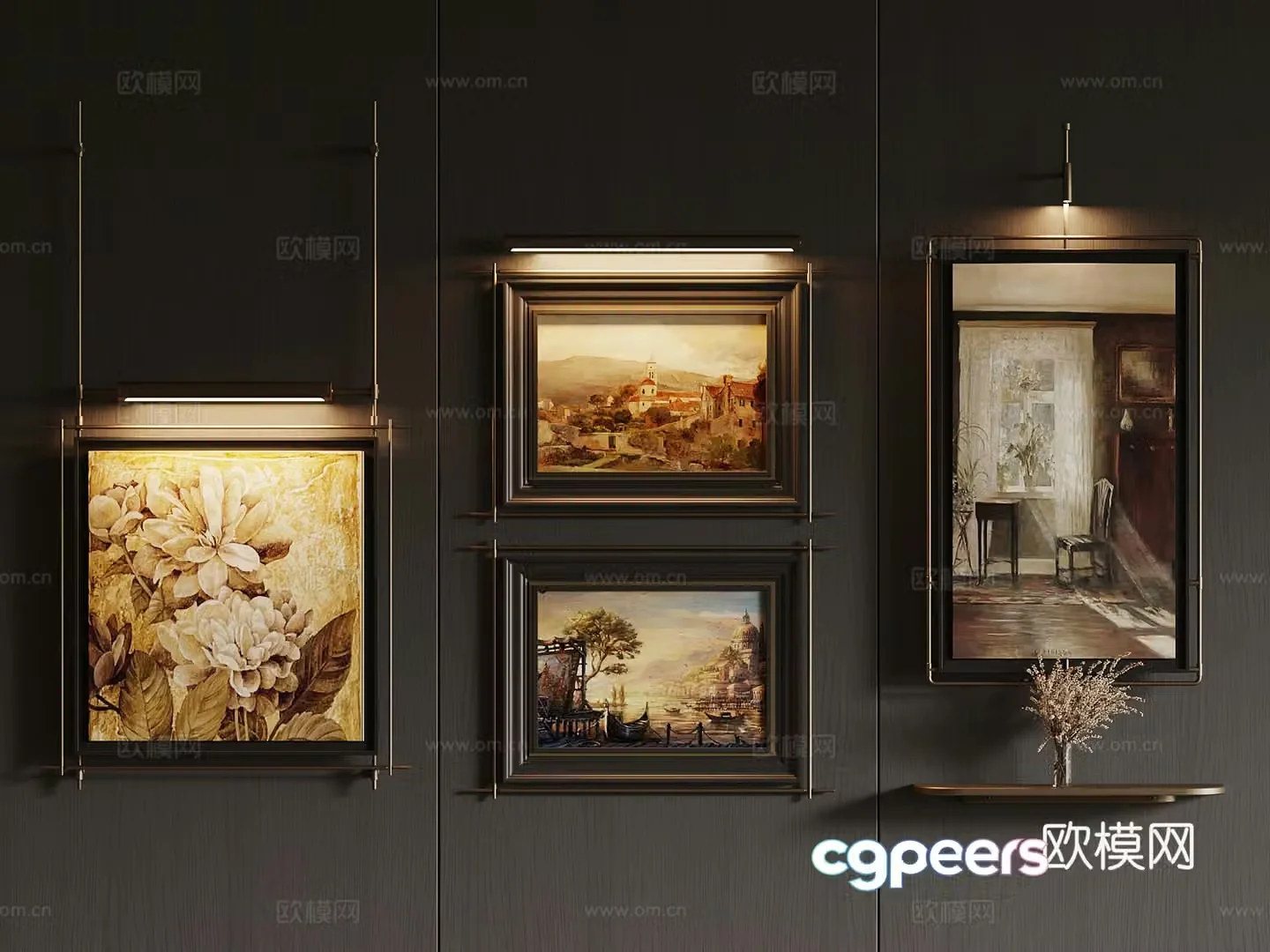 French hanging paintings decorative paintings art paintings 3D model