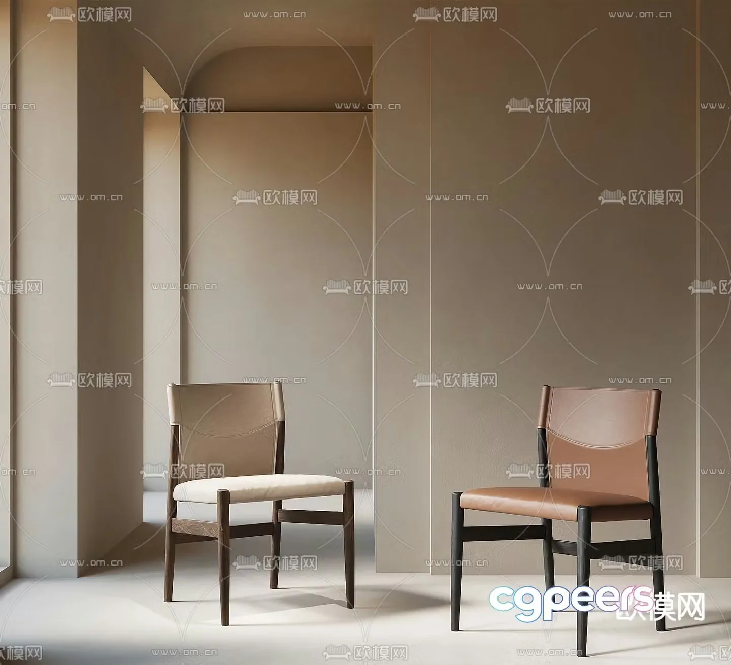 Modern dining chair leather side chair 3d model