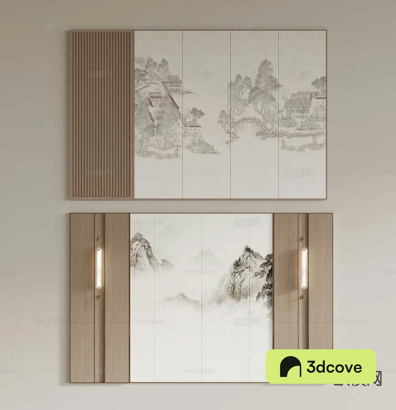 New Chinese style background wall sofa background
